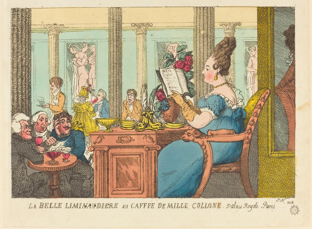 The Beautiful Lemonade Seller at the Cafe of the Thousand Columns, Palais Royal, Paris by Thomas Rowlandson