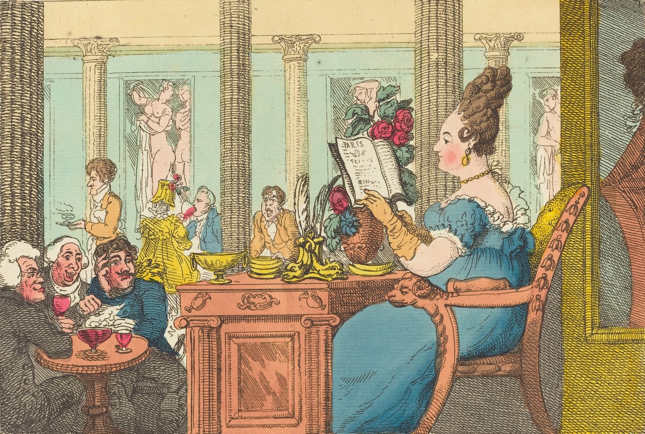 La Belle Limonaudiere at the Cafe des Mille Colonnes, Palais Royal, Paris, 1814 by Thomas Rowlandson