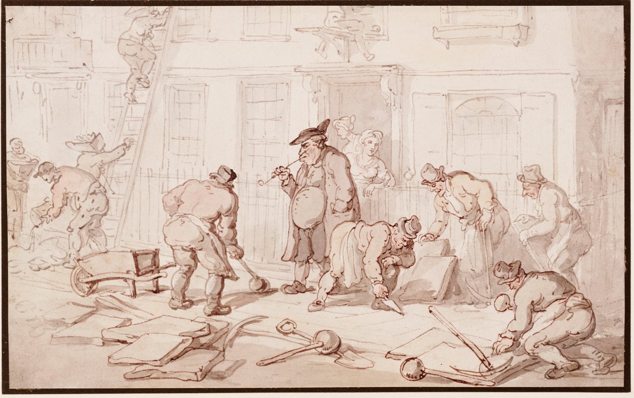 Labourers Putting Down a Pavement by Thomas Rowlandson