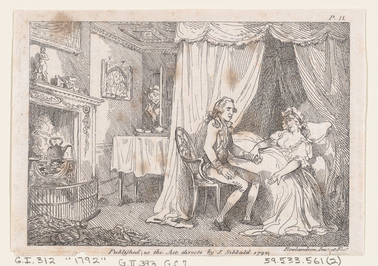 Lady Booby attempts to seduce the immaculate Joseph, from The Adventures of Joseph Andrew by Thomas Rowlandson