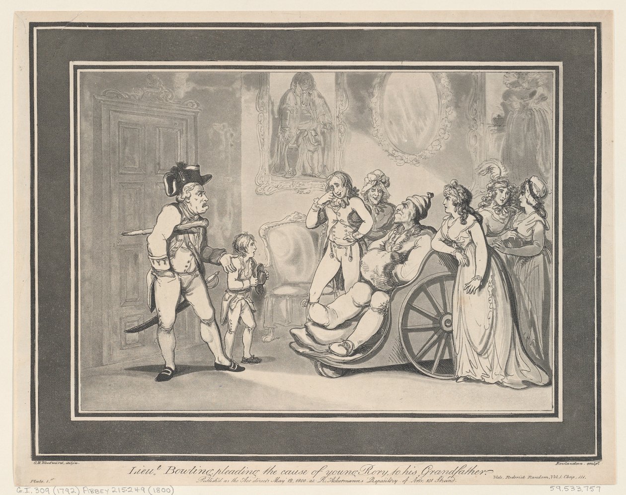 Lieutenant Bowling Pleading the Cause of Young Rory to his Grandfather by Thomas Rowlandson