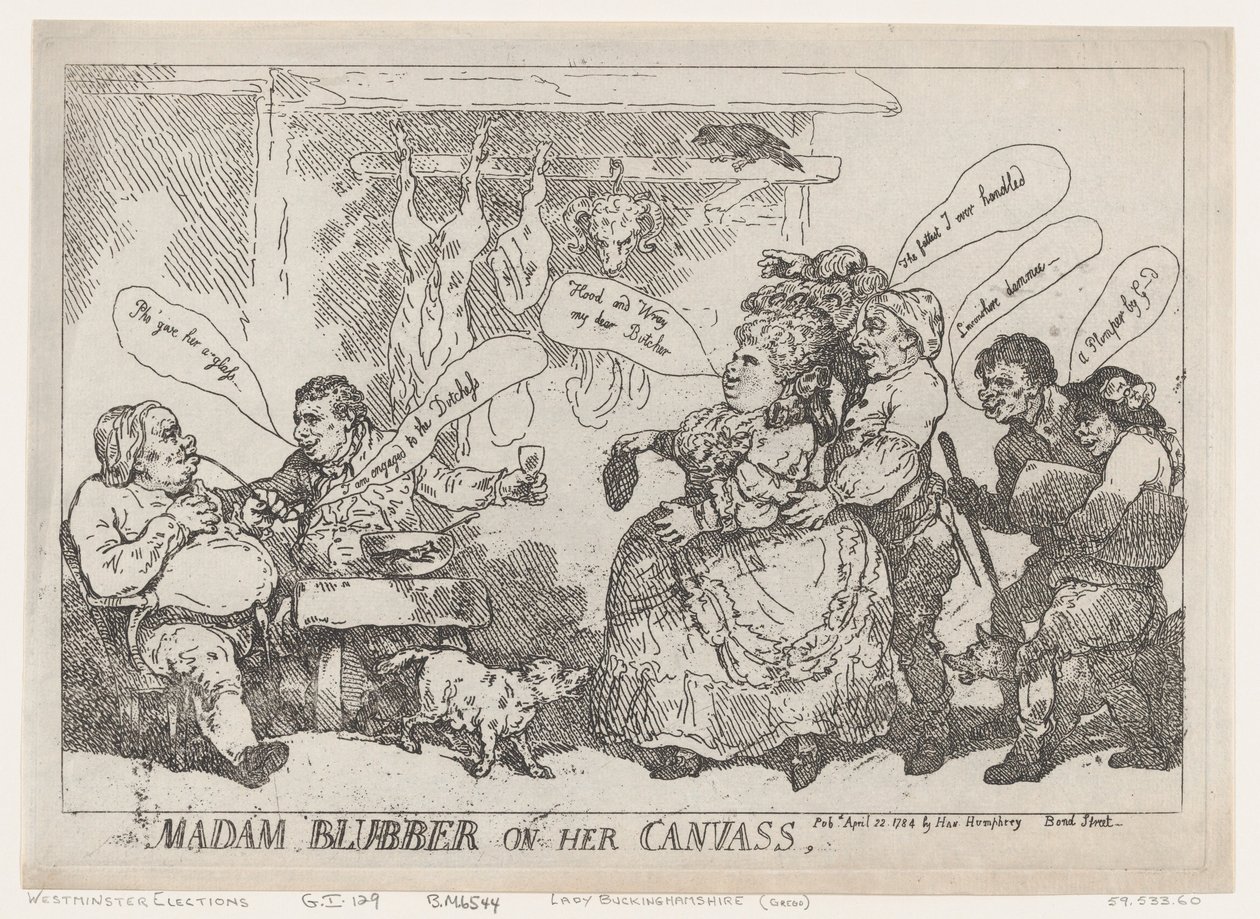 Madam Blubber On Her Canvass, April 22, 1784 by Thomas Rowlandson
