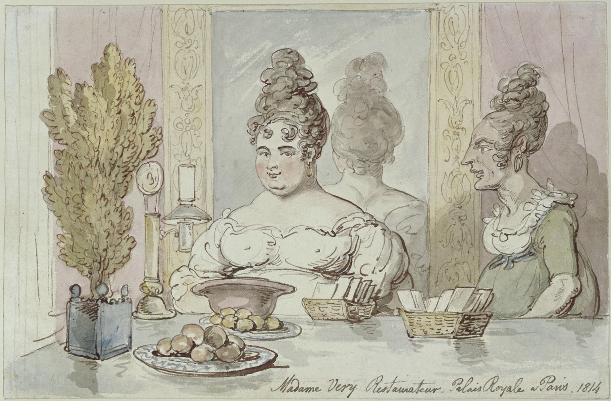 Madame Véry Restaurateur. Palais Royal in Paris by Thomas Rowlandson