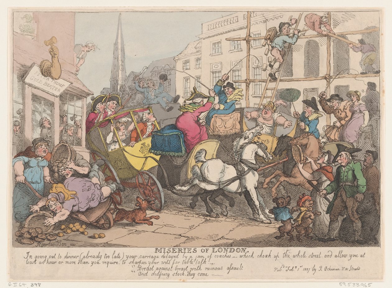 Miseries of London: Going Out to Dinner, February 1, 1807 by Thomas Rowlandson