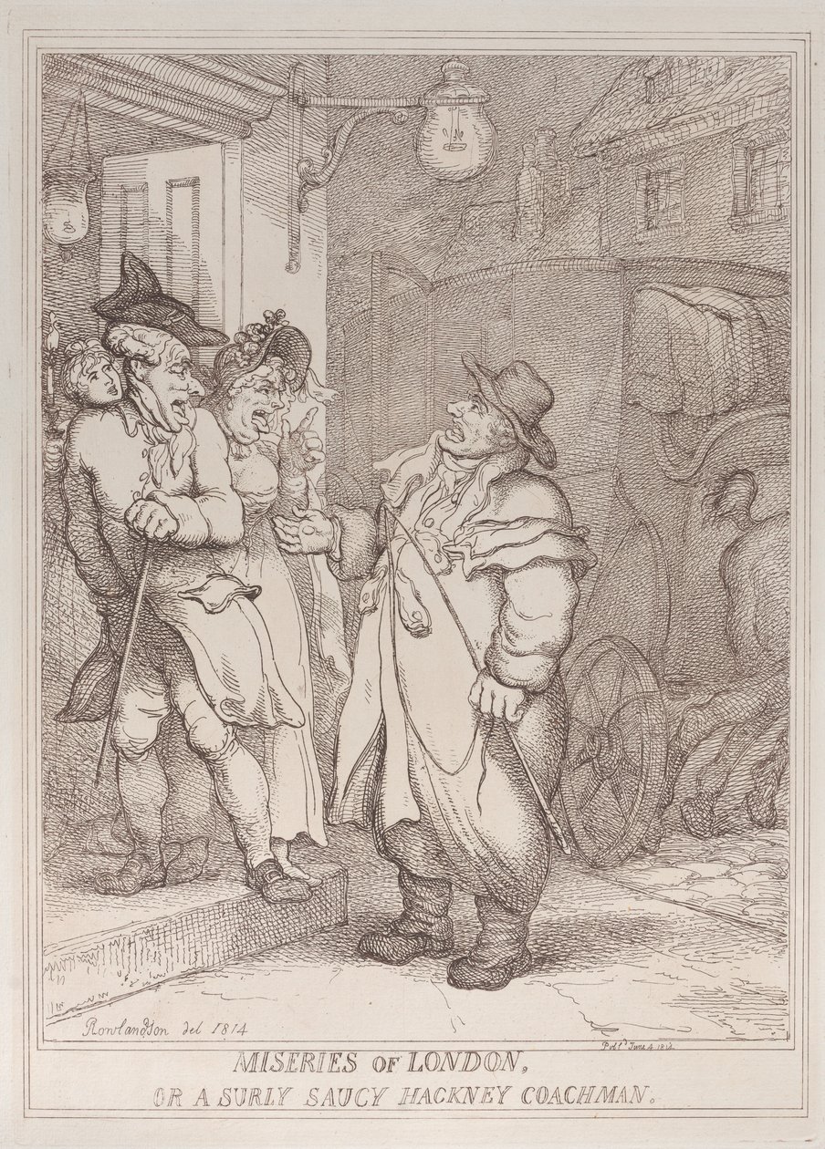 Miseries of London, or a Surly Saucy Hackney Coachman, June 4, 1814 by Thomas Rowlandson