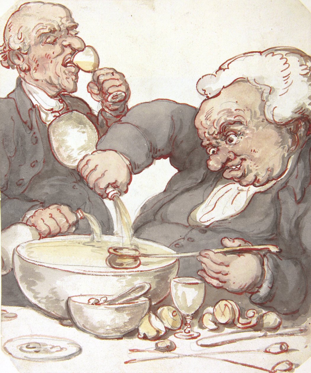 Mixing the Punch (ink and watercolour with pencil)