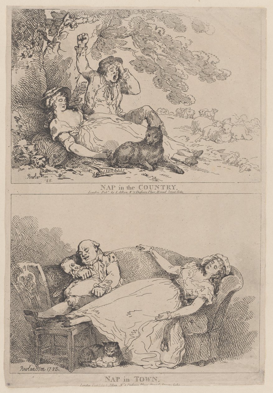 Nap in the Country, Nap in Town by Thomas Rowlandson