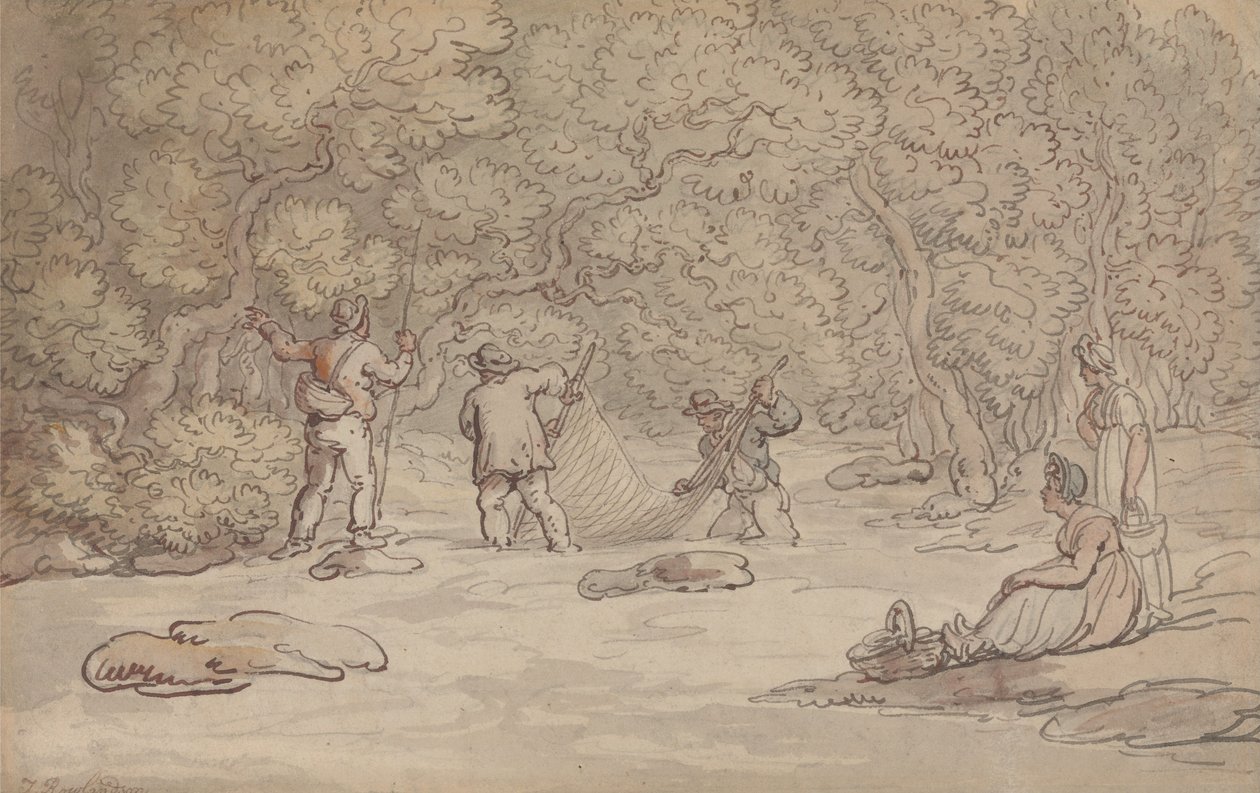 Netting a Salmon Pool by Thomas Rowlandson
