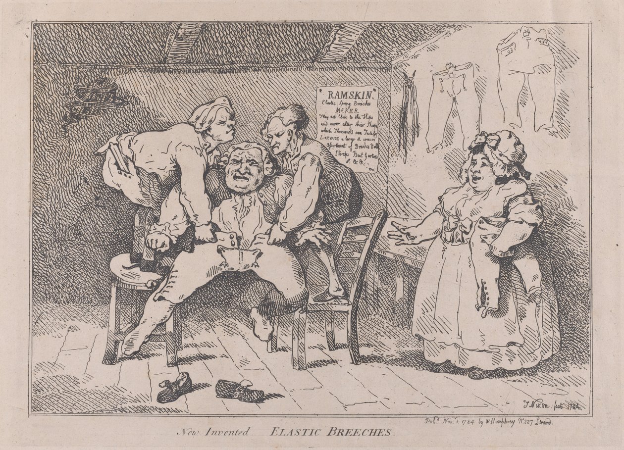 New Invented Elastic Breeches, November 1, 1784 by Thomas Rowlandson