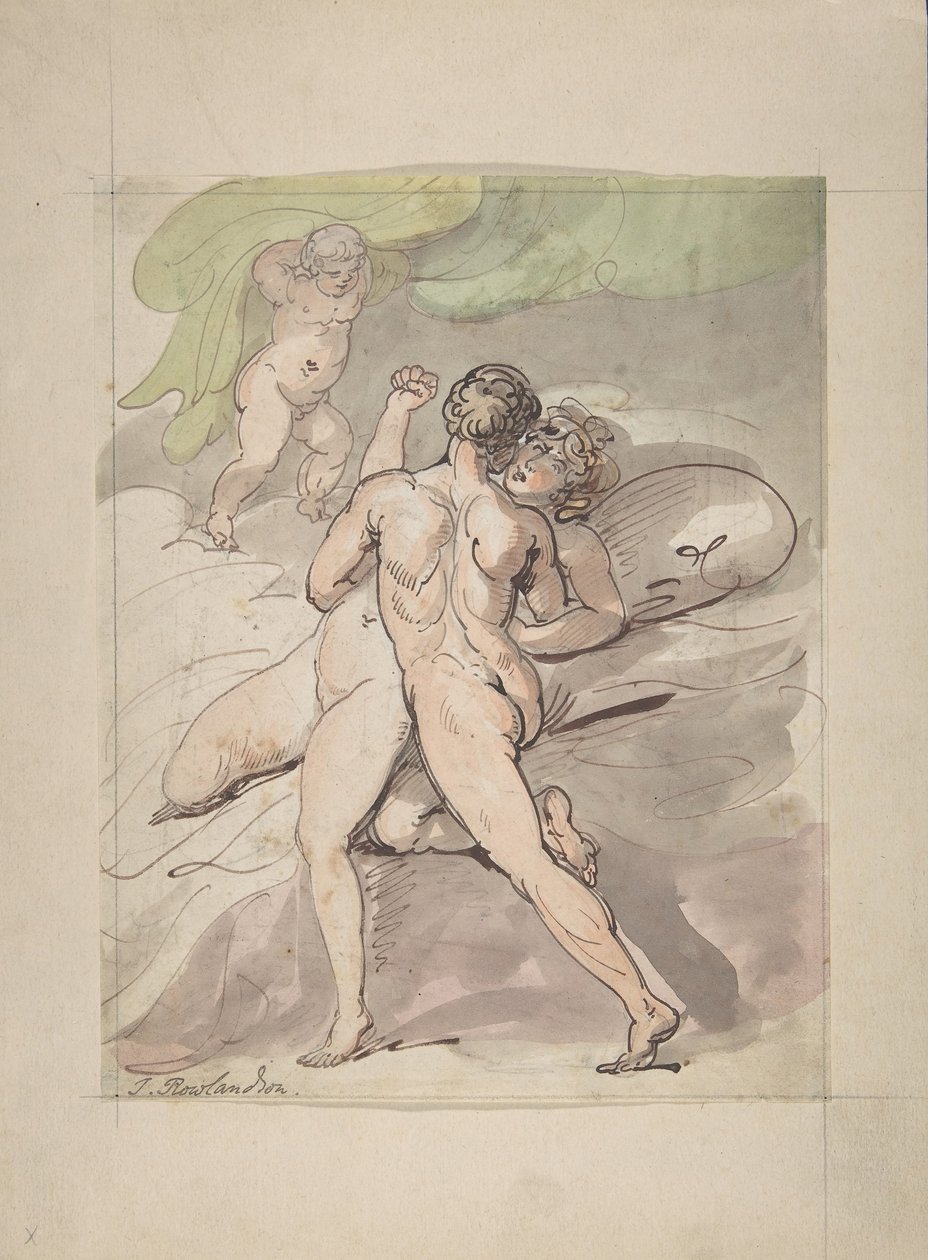 Nude Couple Embracing by Thomas Rowlandson