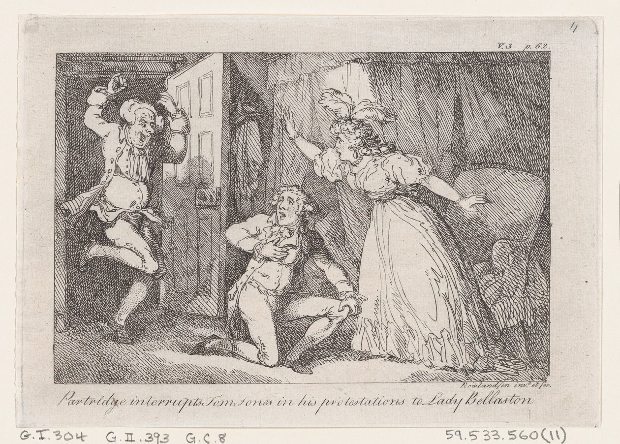 Partridge Interrupts Tom Jones in his Protestations to Lady Bellaston, from The History of Tom Jones by Thomas Rowlandson