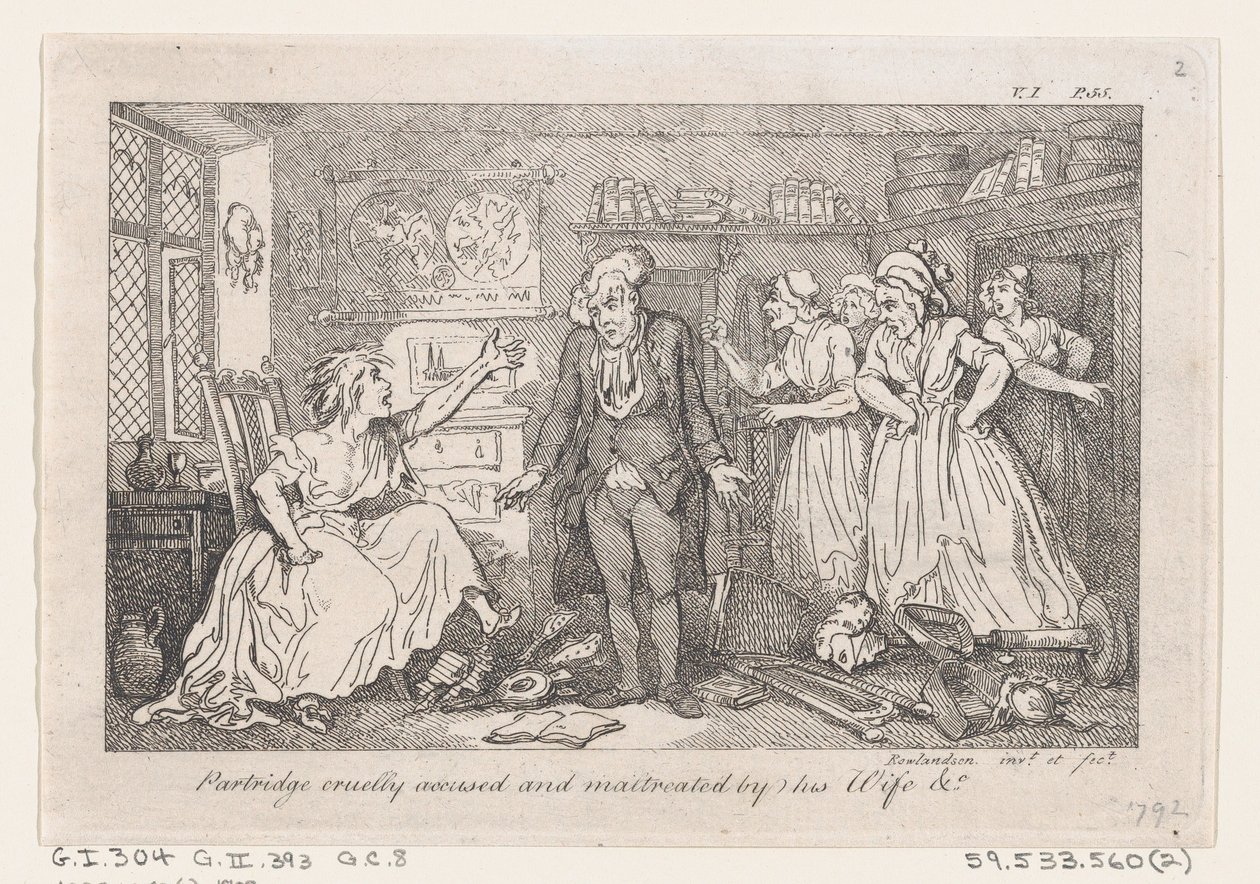 Partridge cruelly accused and maltreated by his Wife, from The History of Tom Jones, a Foundling by Thomas Rowlandson