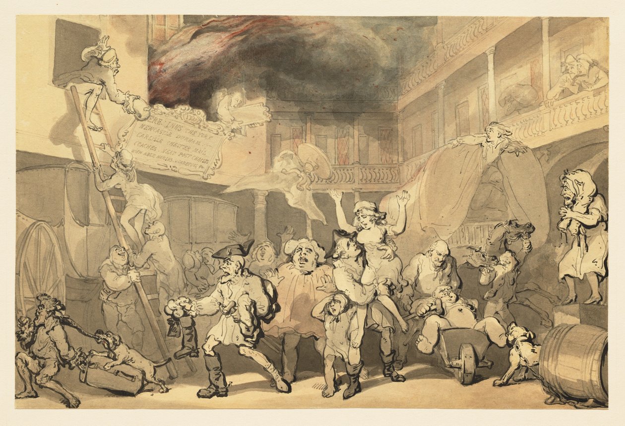 Peregrine Rescuing Emilia from the Inn Fire by Thomas Rowlandson