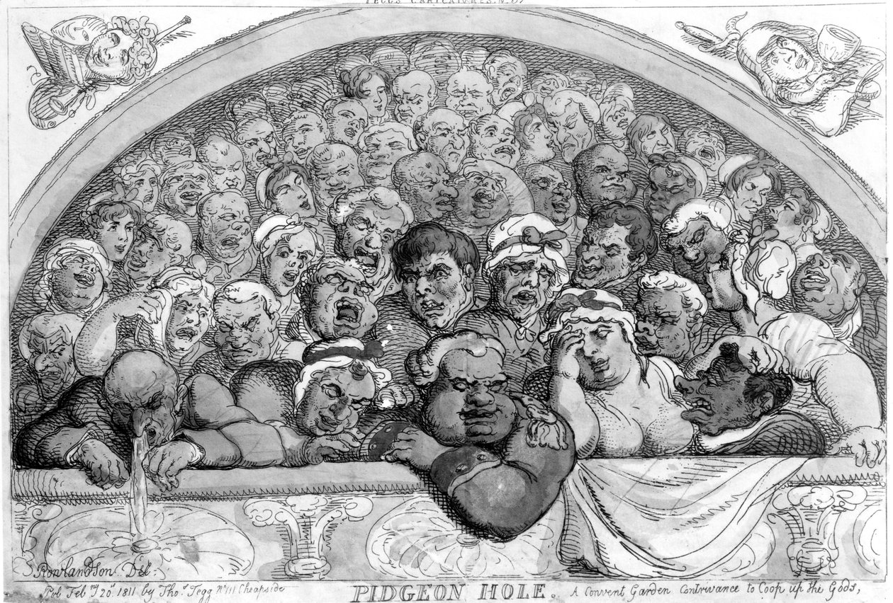 Pigeon Hole - A Convent Garden Contrivance to Coop Up the Gods by Thomas Rowlandson