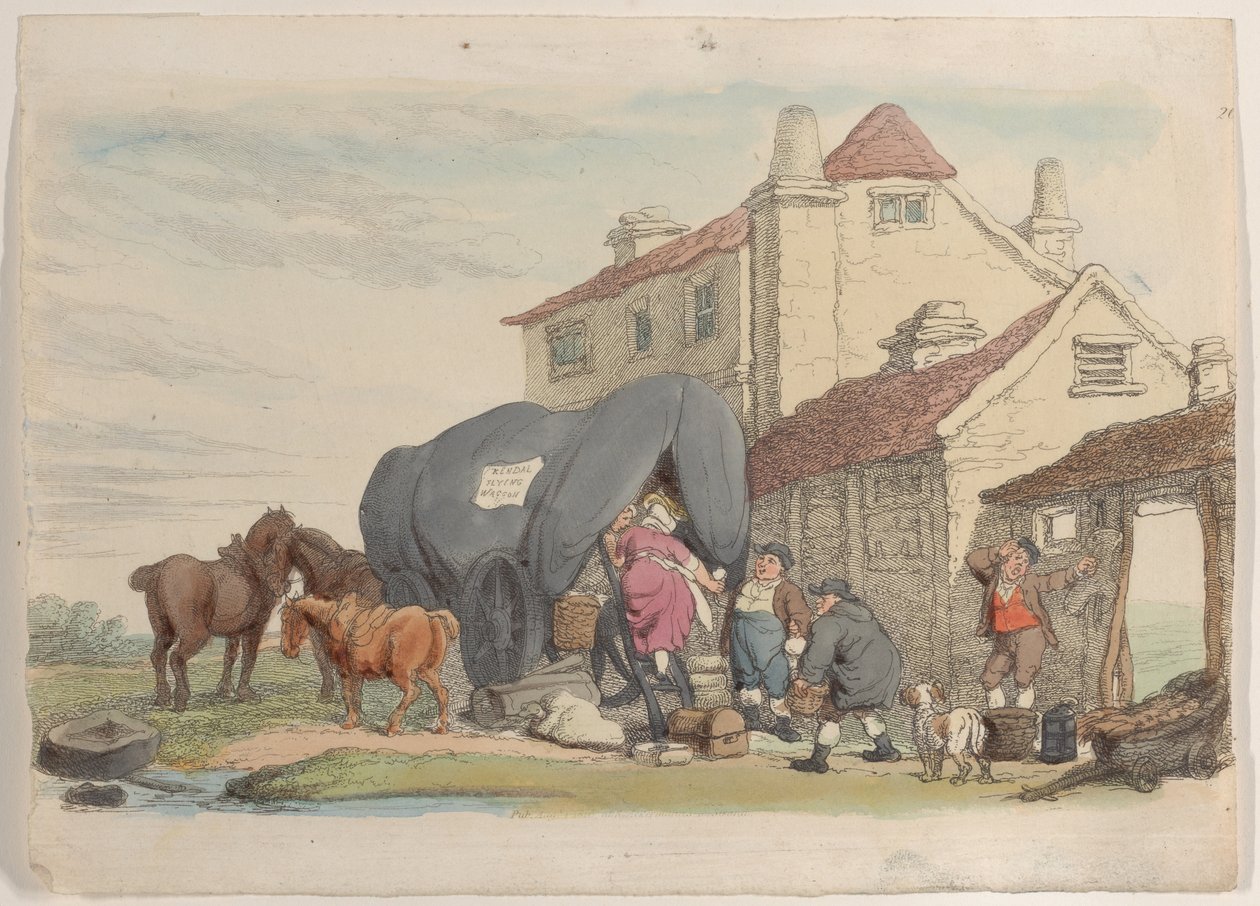 Plate 26: A Flying Wagon, from World in Miniature by Thomas Rowlandson