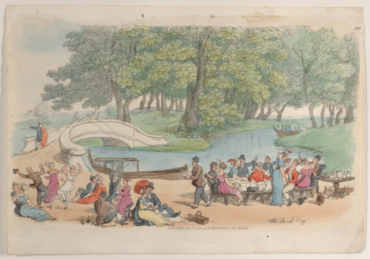 Plate 30: The Social Day, from World in Miniature by Thomas Rowlandson