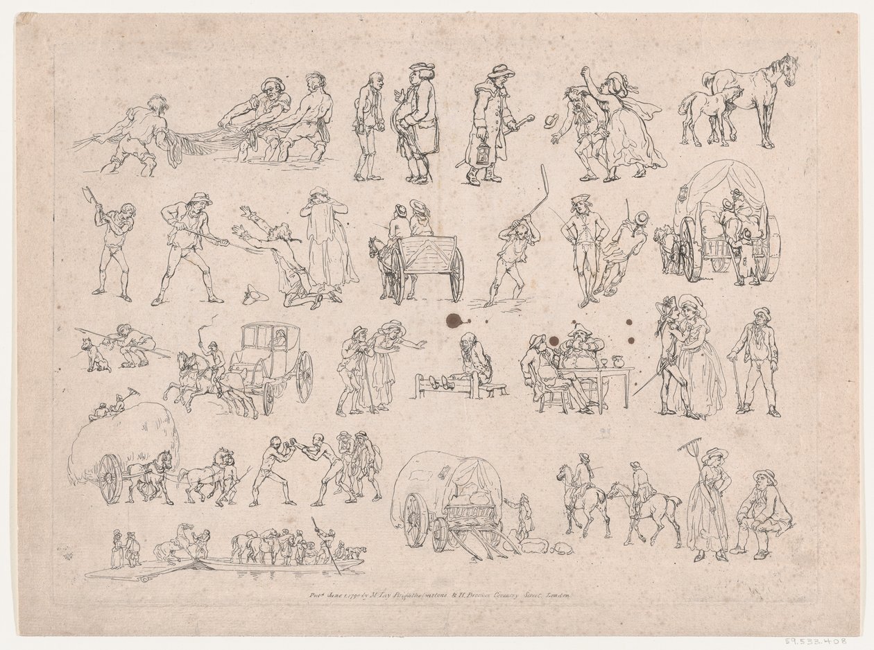 Plate 4, Outlines of Figures, Landscapes and Cattle...for the Use of Learners by Thomas Rowlandson