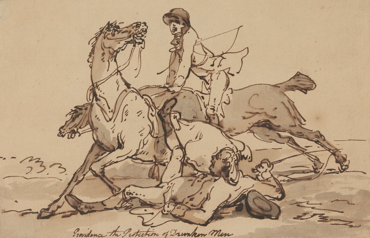 Providence—The Protection of Drunken Men by Thomas Rowlandson