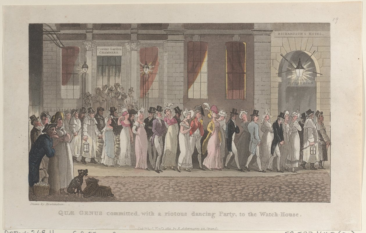 Quae Genus Committed, with a Riotous Dancing Party, to the Watch-House by Thomas Rowlandson