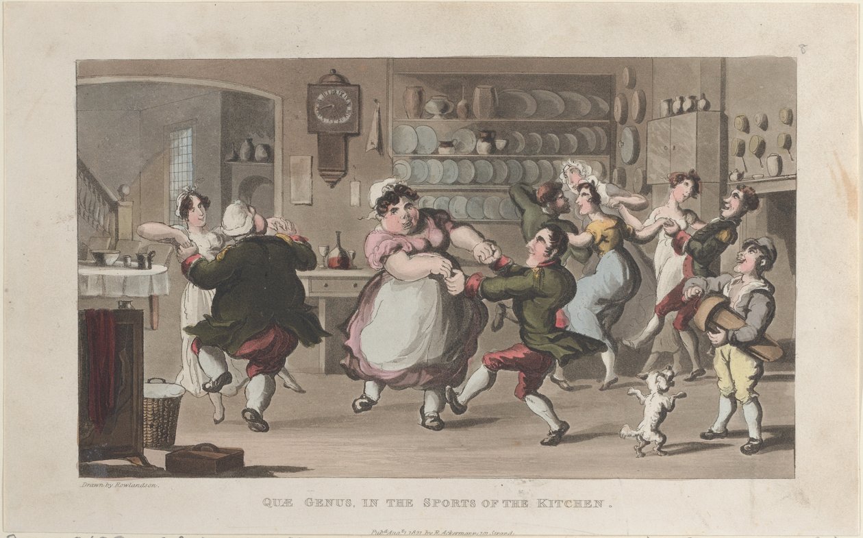 Quae Genus, in the Sports of the Kitchen, from The History of Johnny Quae Genus, August 1, 1821 by Thomas Rowlandson