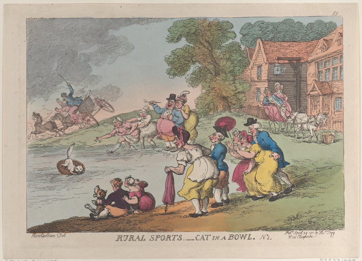 Rural Sports: Cat in a Bowl, April 24, 1811 by Thomas Rowlandson