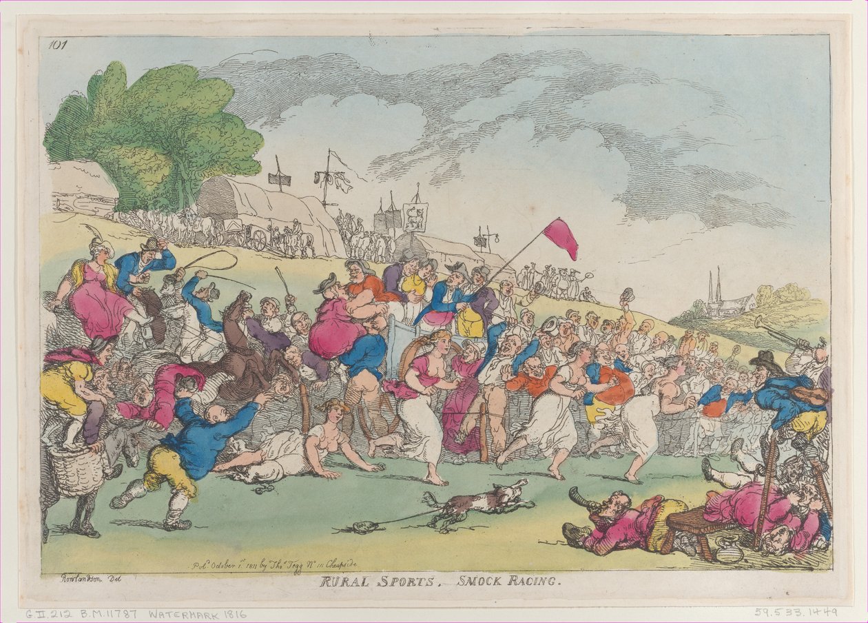 Rural Sports, Smock Racing, [October 1, 1811], Reprint by Thomas Rowlandson