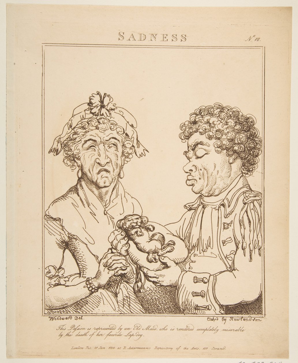 Sadness, Le Brun Travested, or Caricatures of the Passions, January 21, 1800 by Thomas Rowlandson