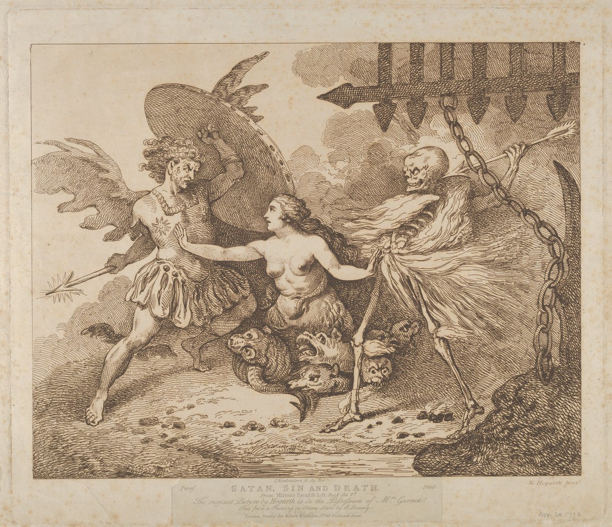 Satan, Sin and Death Paradise Lost, Book the 2nd, after 1790 by Thomas Rowlandson