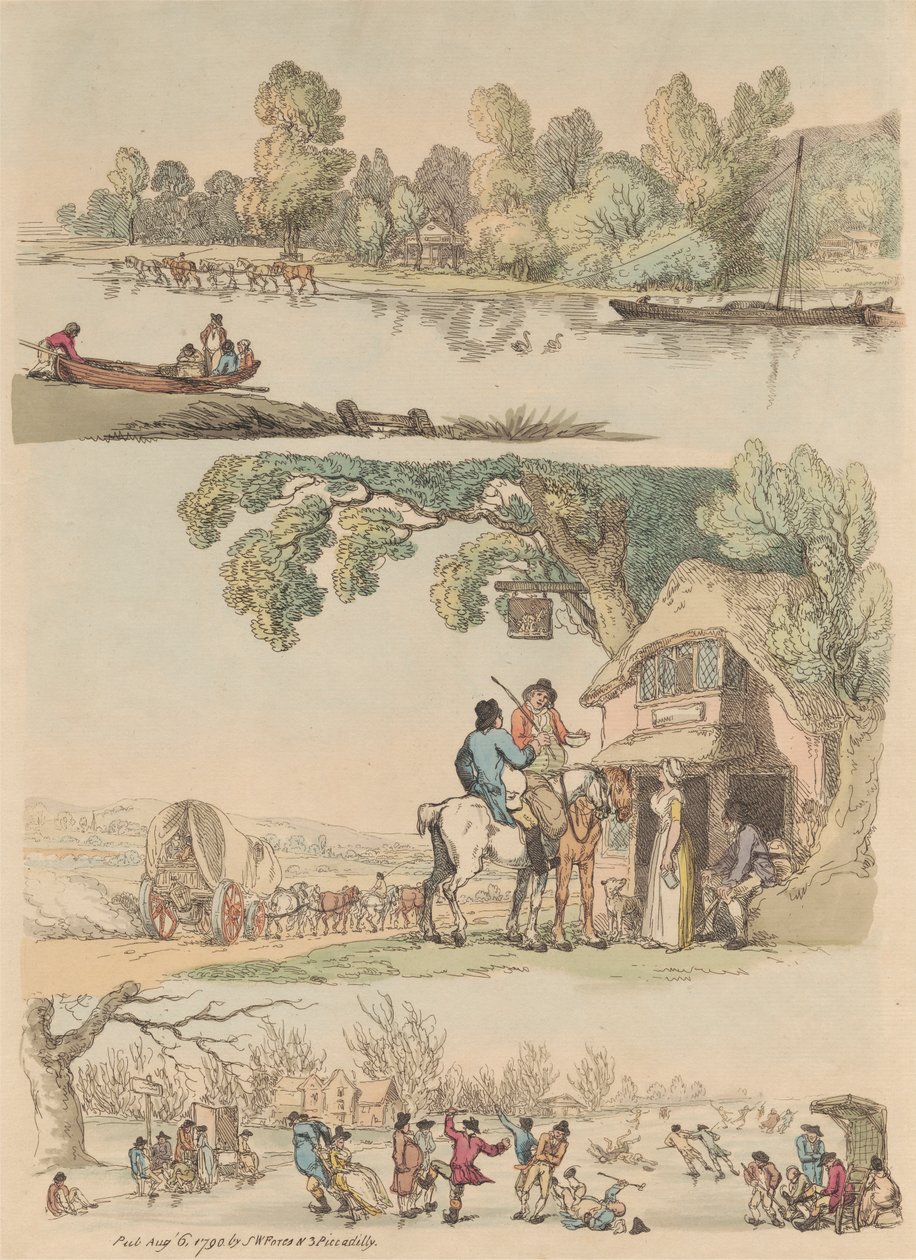 Set of Sixteen: Outlines of Figures and Landscapes by Thomas Rowlandson