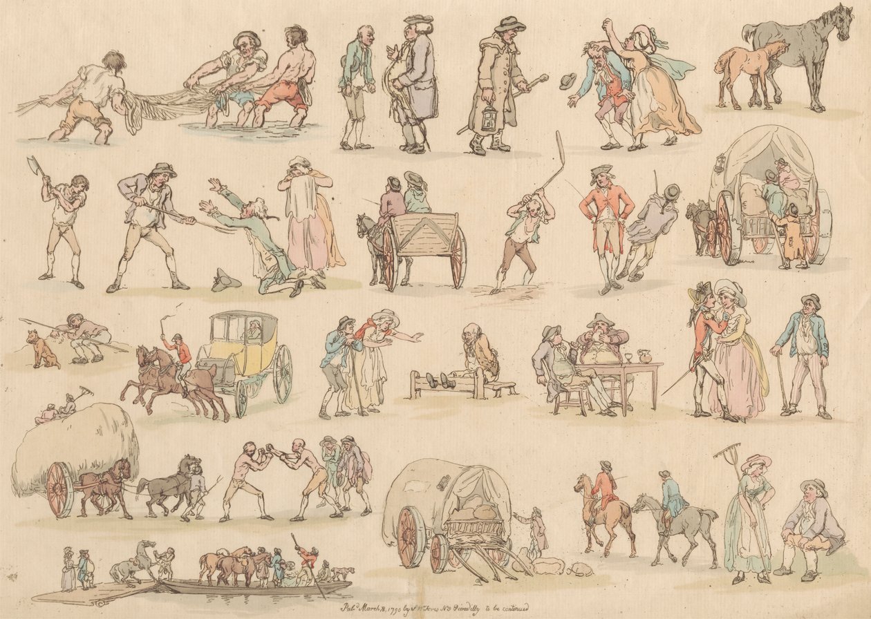 Set of Sixteen: Outlines of Figures and Landscapes by Thomas Rowlandson