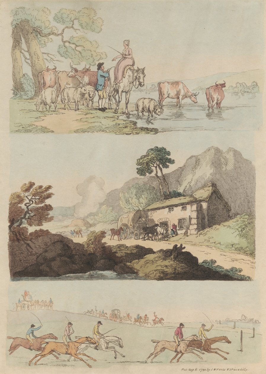 Set of Sixteen: Outlines of Figures and Landscapes by Thomas Rowlandson