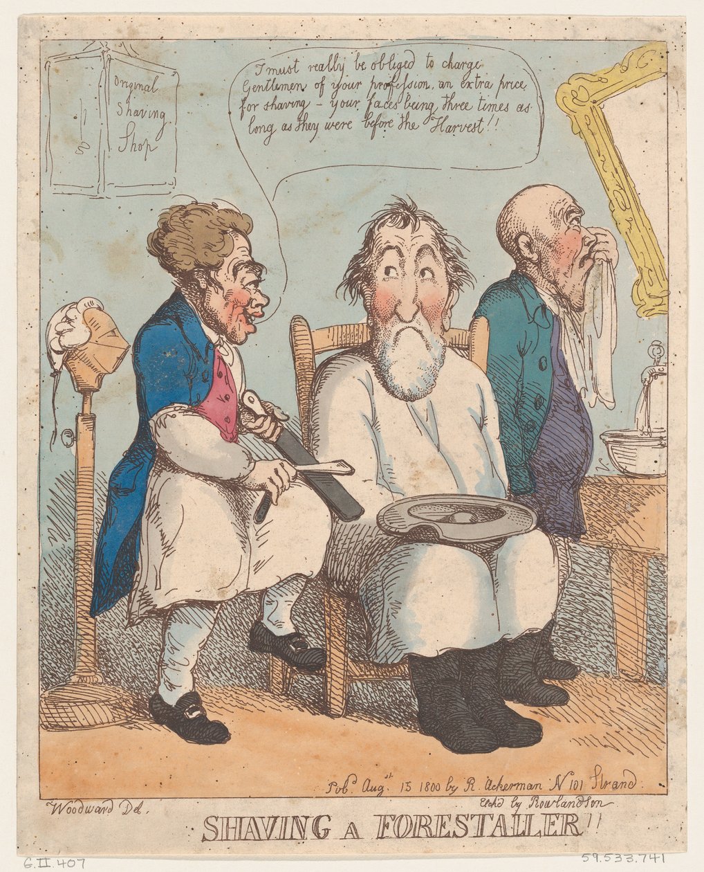 Shaving a Forestaller, August 15, 1800 by Thomas Rowlandson