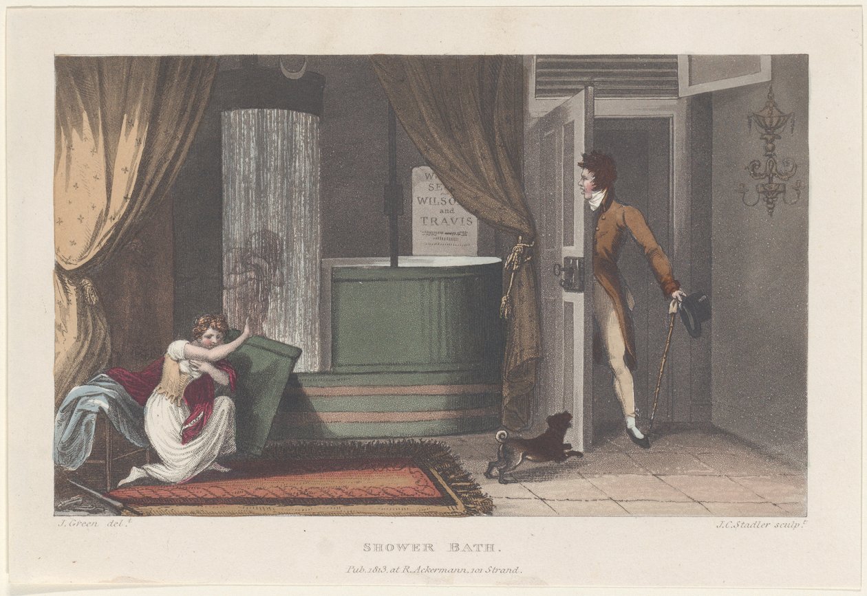 Shower Bath, from Poetical Sketches of Scarborough, 1813 by Thomas Rowlandson