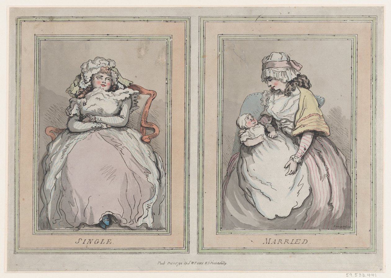 Single and Married, December 1, 1791 by Thomas Rowlandson