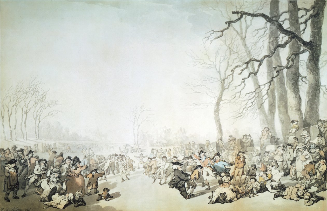 Skaters on the Serpentine, City of Westminster, London by Thomas Rowlandson