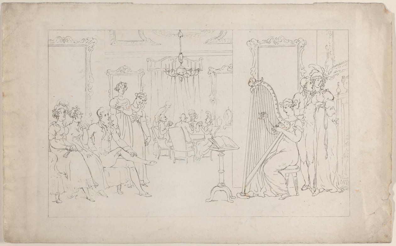 Sweet is the voice whose powers can move And call the vagrant heart to love by Thomas Rowlandson