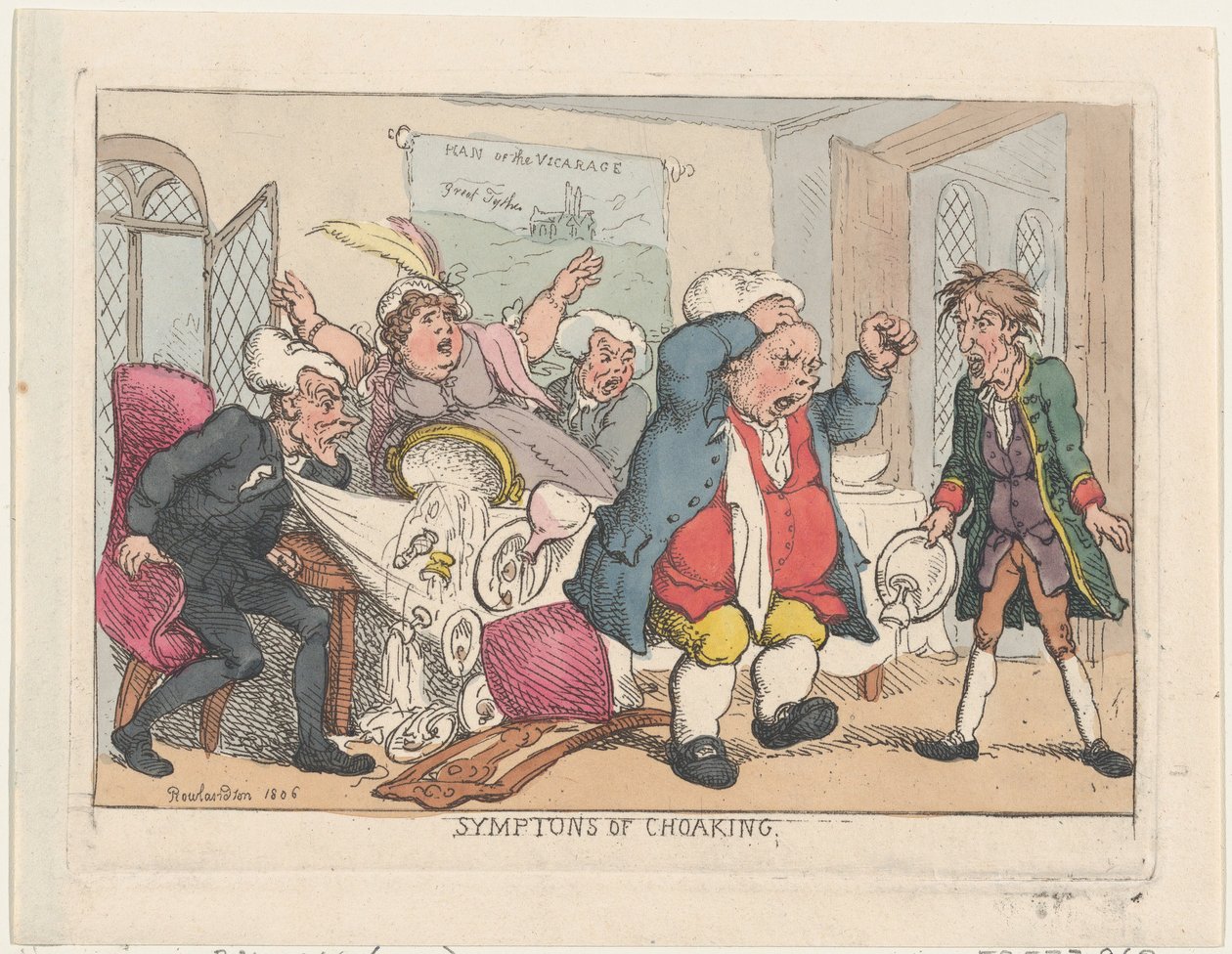 Symptoms of Choking by Thomas Rowlandson