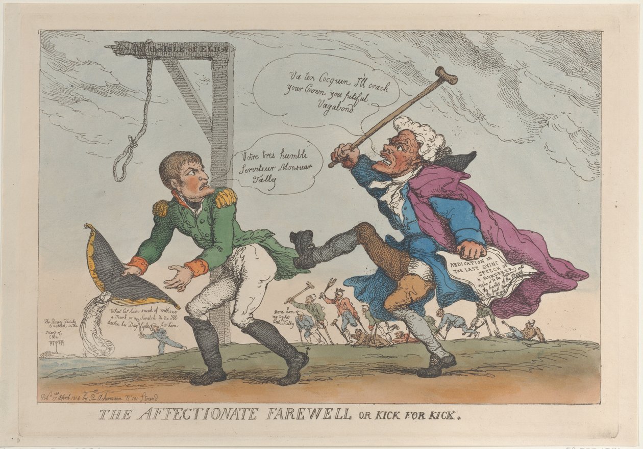 The Affectionate Farewell, or Kick for Kick by Thomas Rowlandson