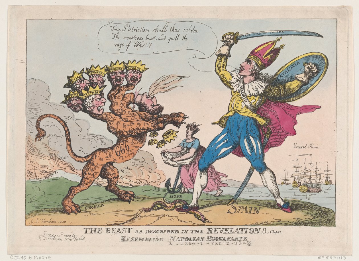 The Beast As Described In The Revelations, Chap. 13, Resembling Napoleon Buonaparte, July 22, 1808 by Thomas Rowlandson