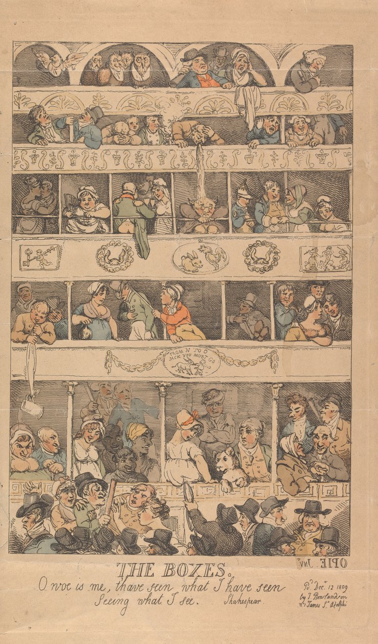 The Boxes: O woe is me, to have seen what I have seen Seeing what I see. by Thomas Rowlandson