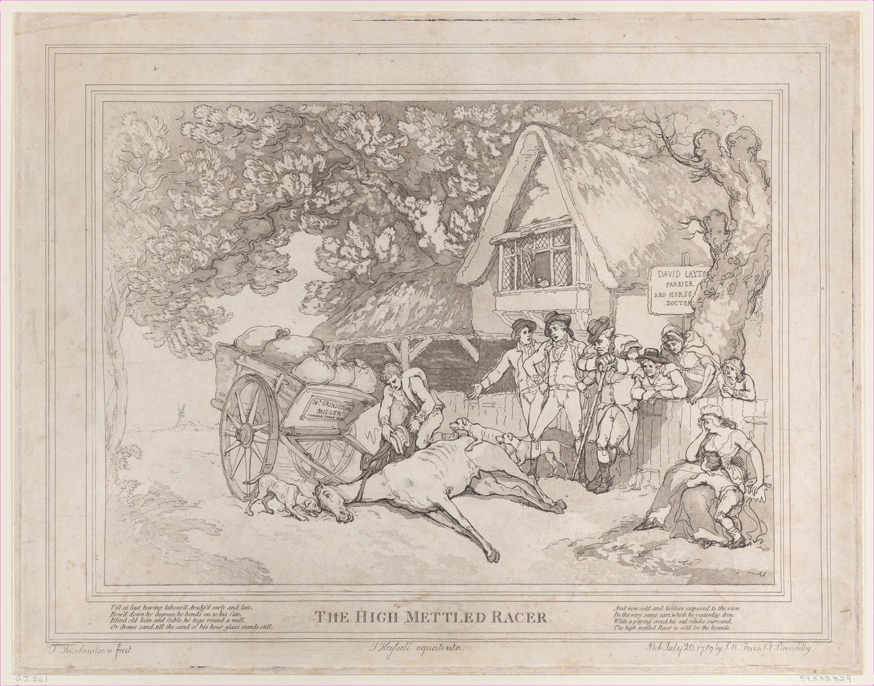 The Cart Horse from The Life of a Racehorse, or The High-Mettled Racer, July 20 by Thomas Rowlandson