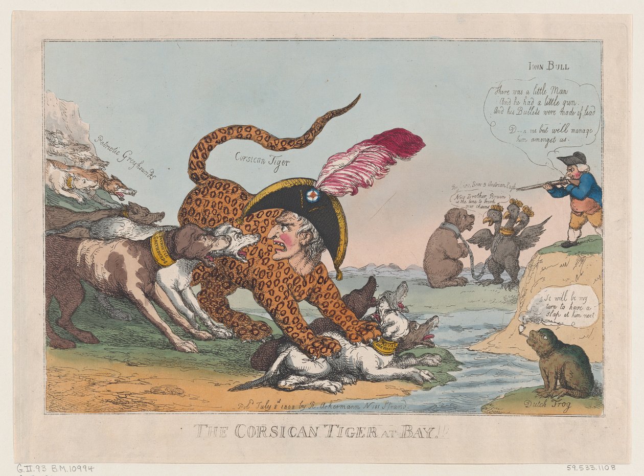 The Corsican Tiger at Bay!, July 8, 1808 by Thomas Rowlandson