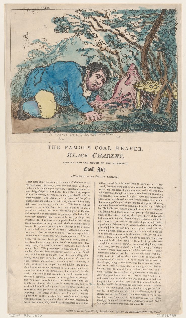 The Famous Coal Heaver Black Charley Looking into the Mouth of the Wonderful by Thomas Rowlandson