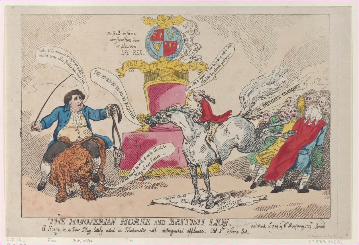 The Hanoverian Horse and British Lion by Thomas Rowlandson