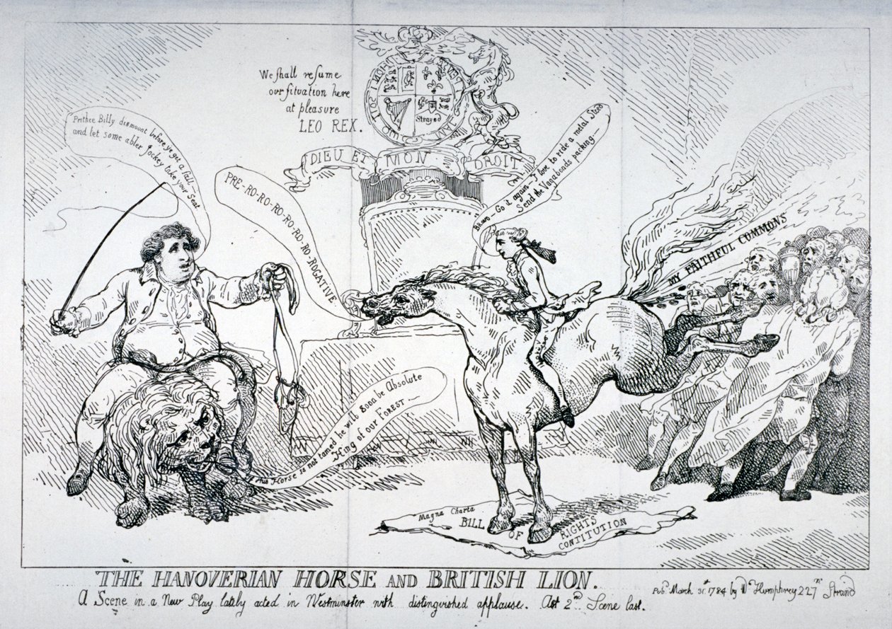 The Hanoverian Horse and British Lion, 1784 by Thomas Rowlandson