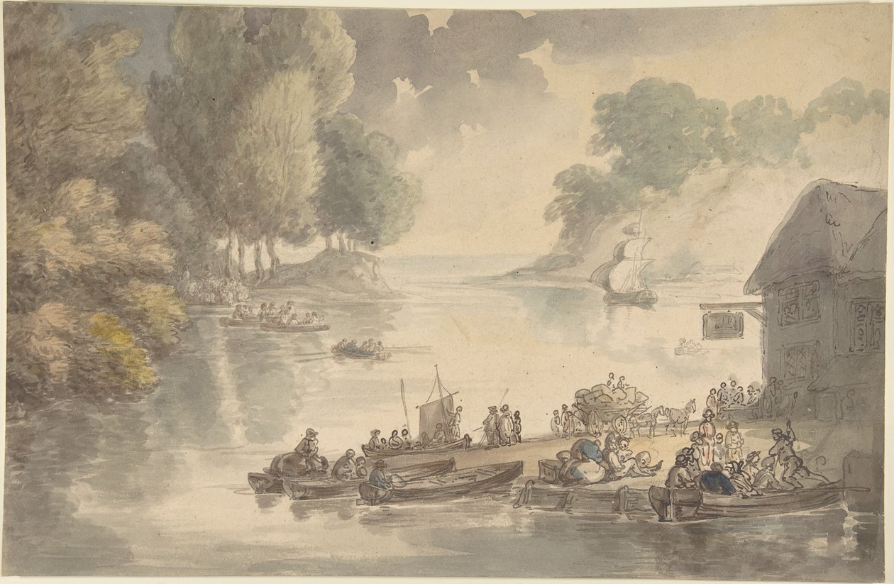 The Inn at the Ford by Thomas Rowlandson