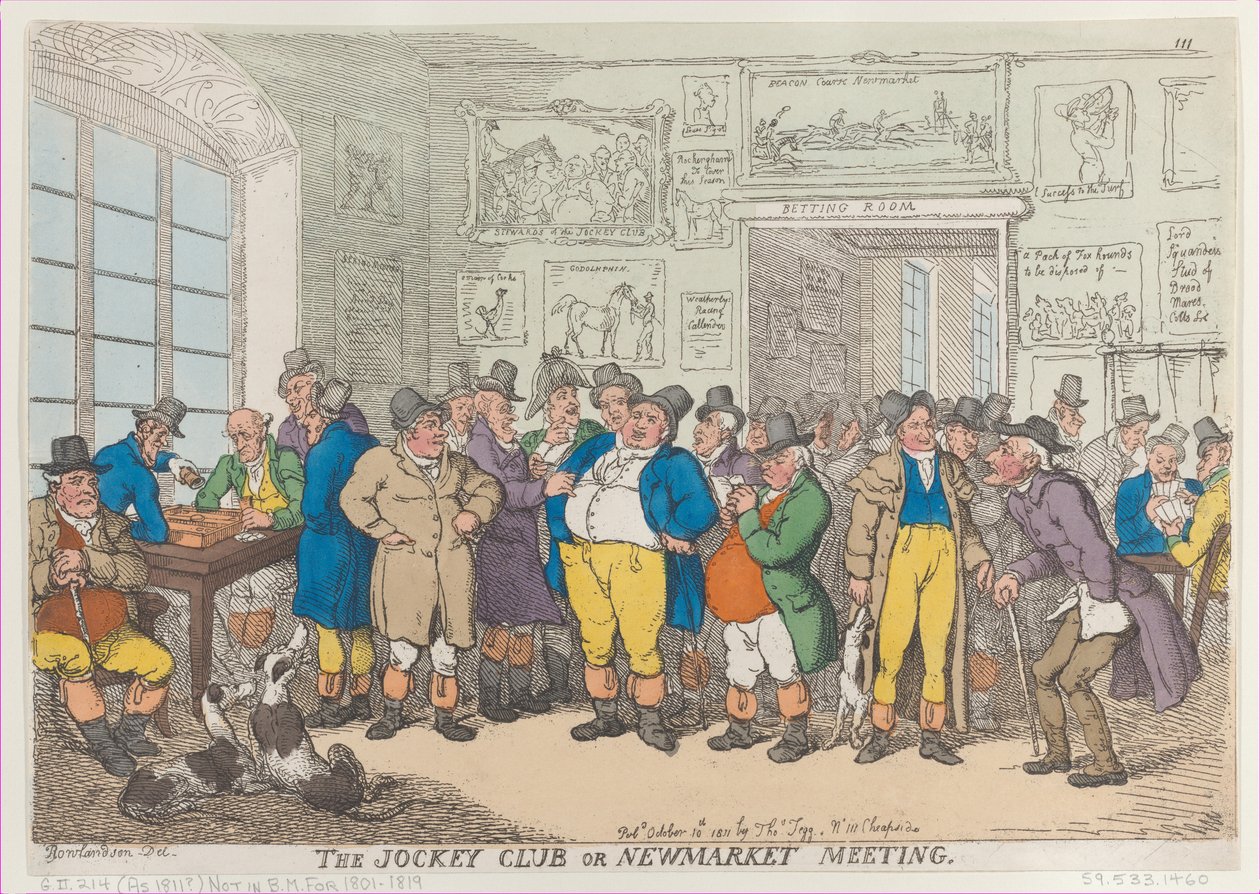 The Jockey Club or Newmarket Meeting, October 10, 1811 by Thomas Rowlandson