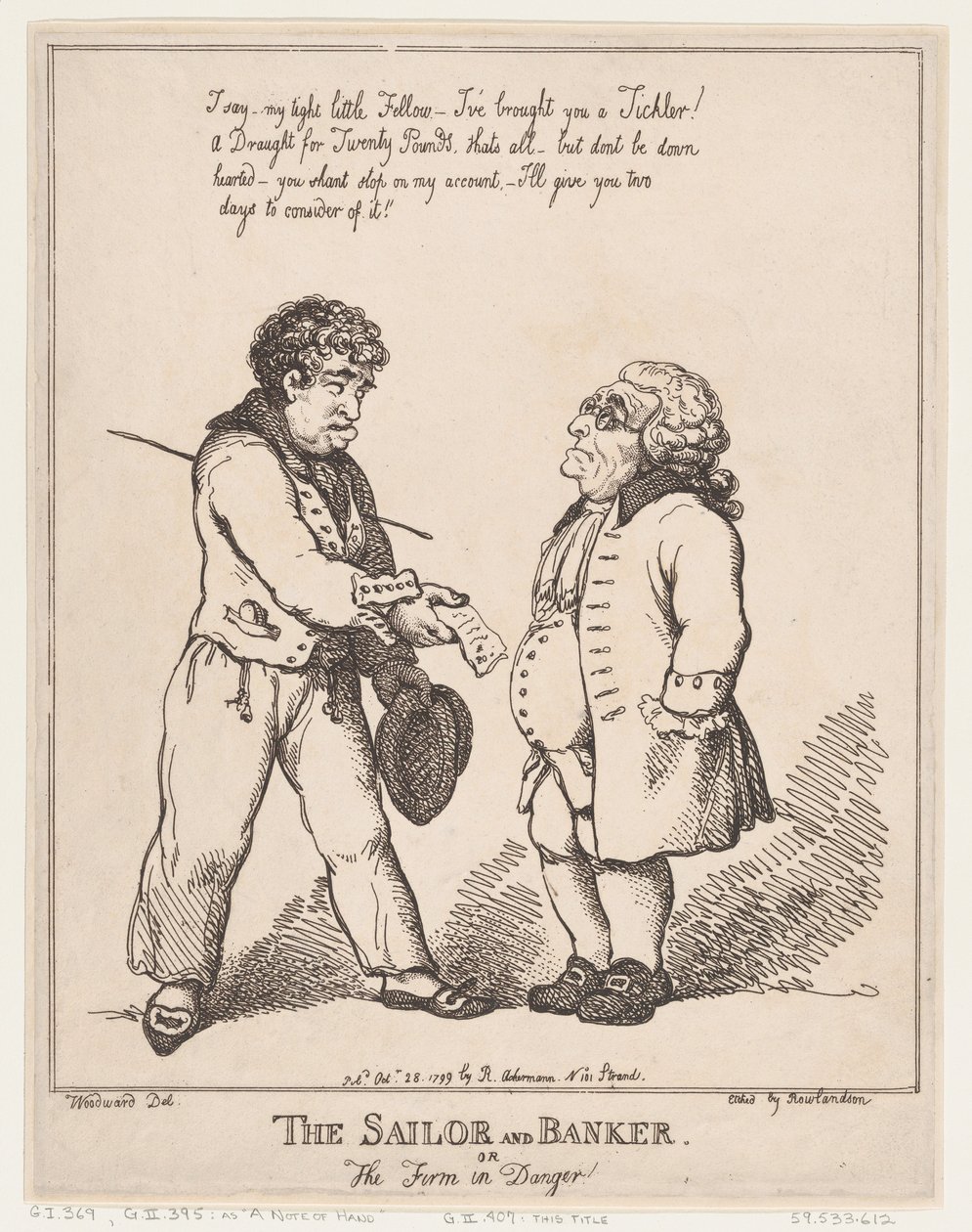 The Sailor and Banker, or the Firm in Danger, October 28, 1799 by Thomas Rowlandson