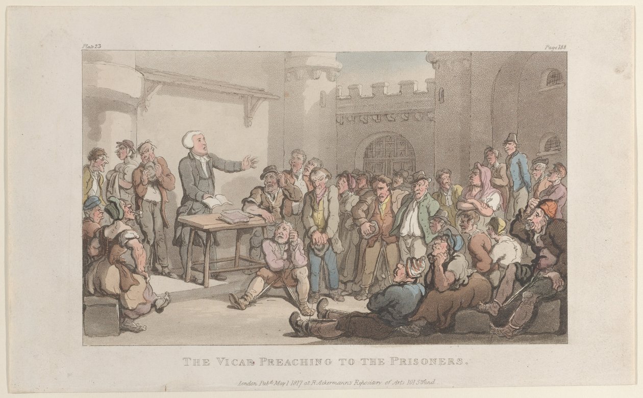 The Vicar Preaching to the Prisoners, from The Vicar of Wakefield by Thomas Rowlandson