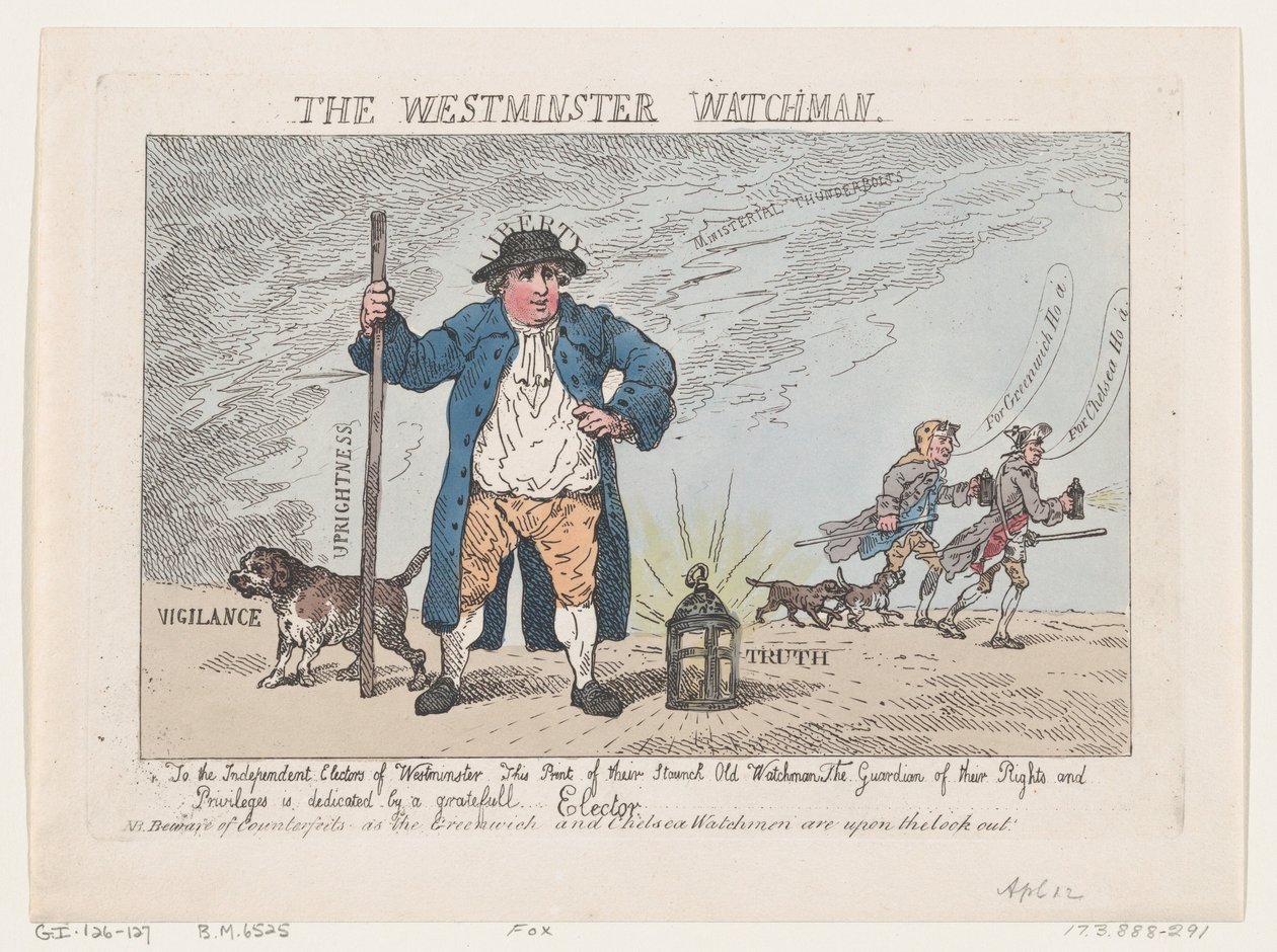 The Westminster Watchman, April 12, 1784 by Thomas Rowlandson